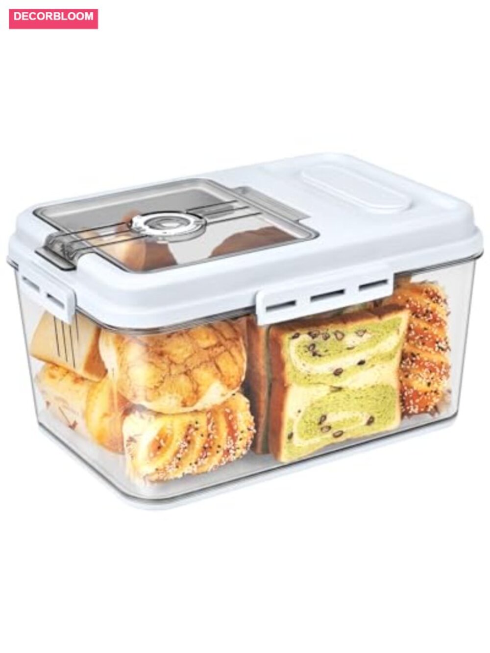 Large Airtight Bread Box with Magnetic Lid and Date Dial